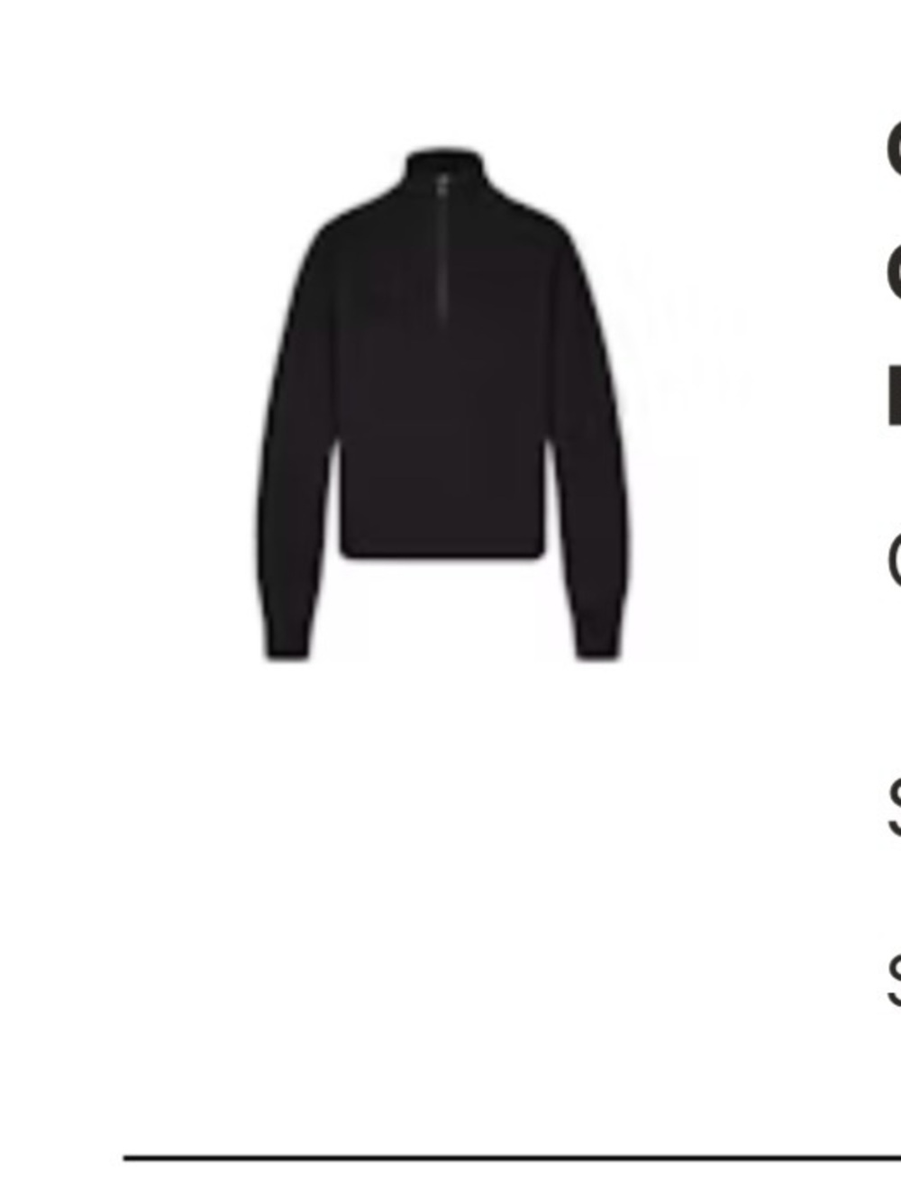 SKIMS Cotton Fleece Quarter-Zip Pullover - Black